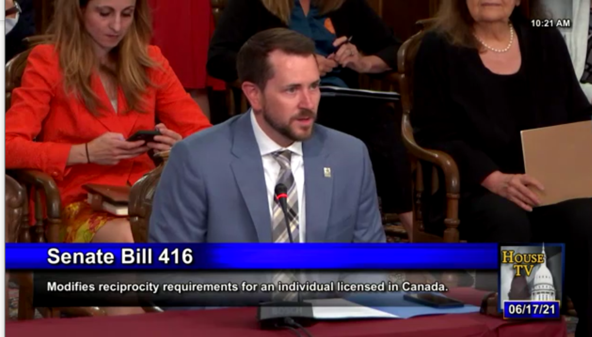 Adam Carlson, vice president, advocacy, MHA, testified June 17 before the House Policy Committee.