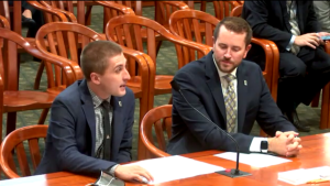 MHA staff members Sean Sorenson-Abbott (left) and Adam Carlson testified before the House Health Policy Committee Oct. 7.