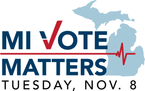 Logo for MI Vote Matters, Tuesday Nov. 8