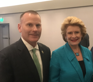MHA CEO Brian Peters with U.S. Sen. Debbie Stabenow in 2019 at the Modern Healthcare Leadership Symposium.