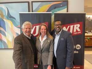 MHA EVP Laura Appel with WJR's Guy Gordon and Lloyd Jackson.