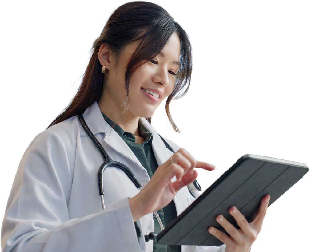 doctor on tablet