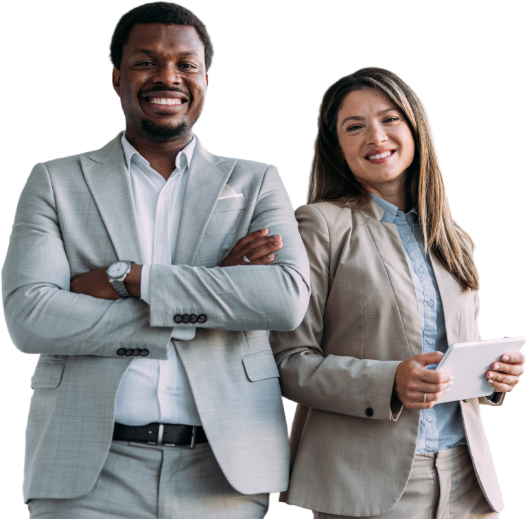 man and woman in suits